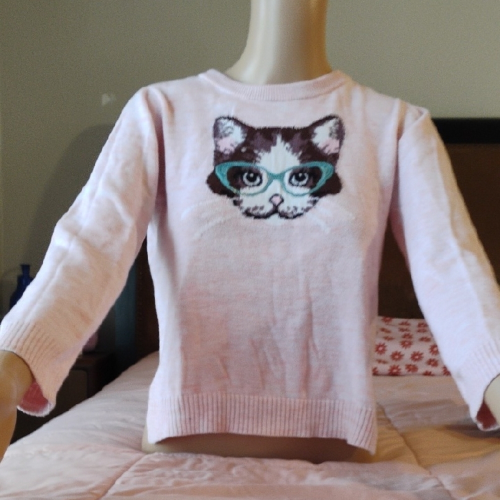 Pink Sweater with Cat Design